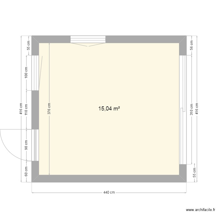 MODULE 15m². Plan de 1 pièce et 15 m2