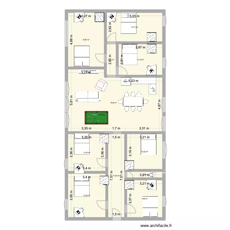 Mixte Aristide Briand. Plan de 11  et 145 m²