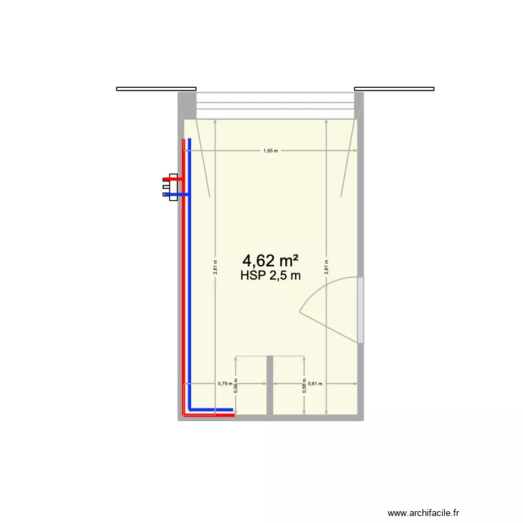 salle de bain plomberie. Plan de 1  et 5 m²