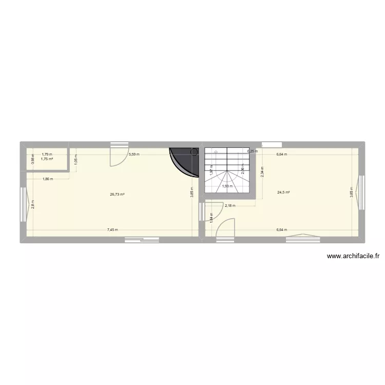 Appart Garage. Plan de 3 Pièces et 53 m²