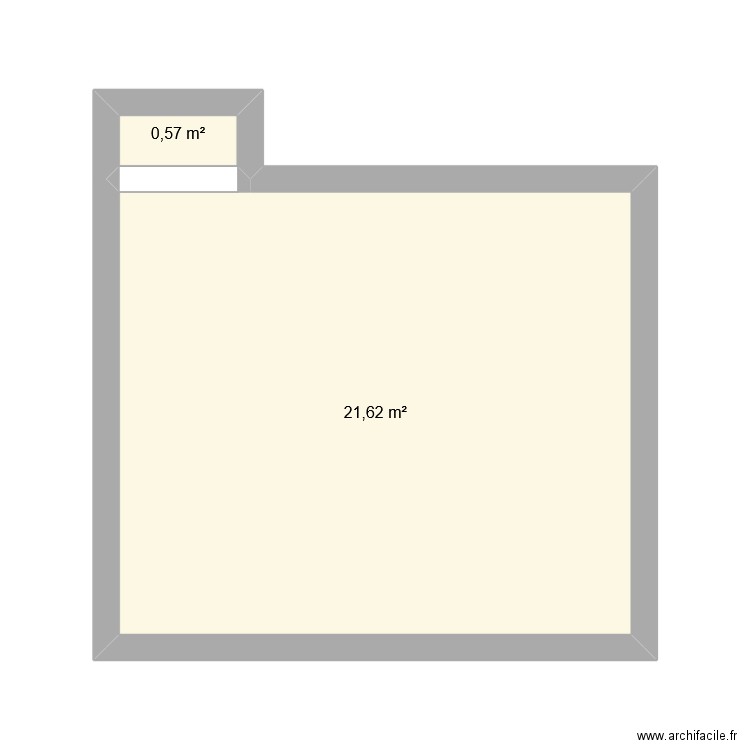 Bureau 1. Plan de 2 pièces et 22 m2