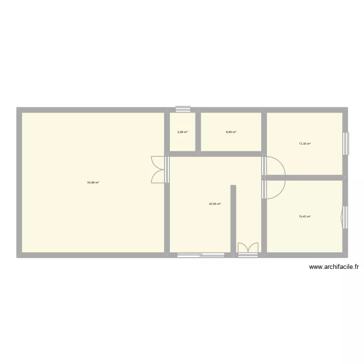 agrandissement Givron. Plan de 6 Pièces et 118 m²