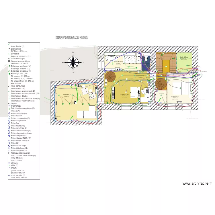 La Haute Bouëxière Elec Unifilaire. Plan de 25 et 242 m² La Haute Bouëxière Elec Unifilaire. Plan de 25 et 242 m²