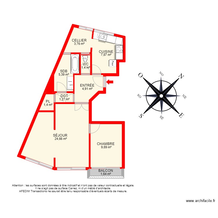 BI 17260 - . Plan de 14 pièces et 81 m2