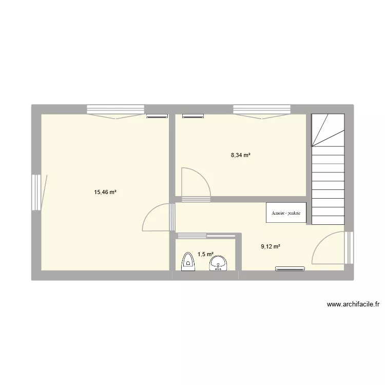 rez 2. Plan de 4  et 34 m²