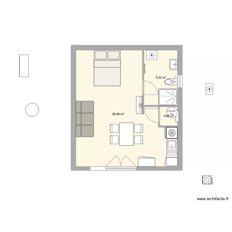 essai 3. Plan de 3 Pièces et 33 m²