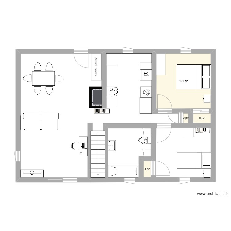 Maison1. Plan de 4 pièces et 10 m2