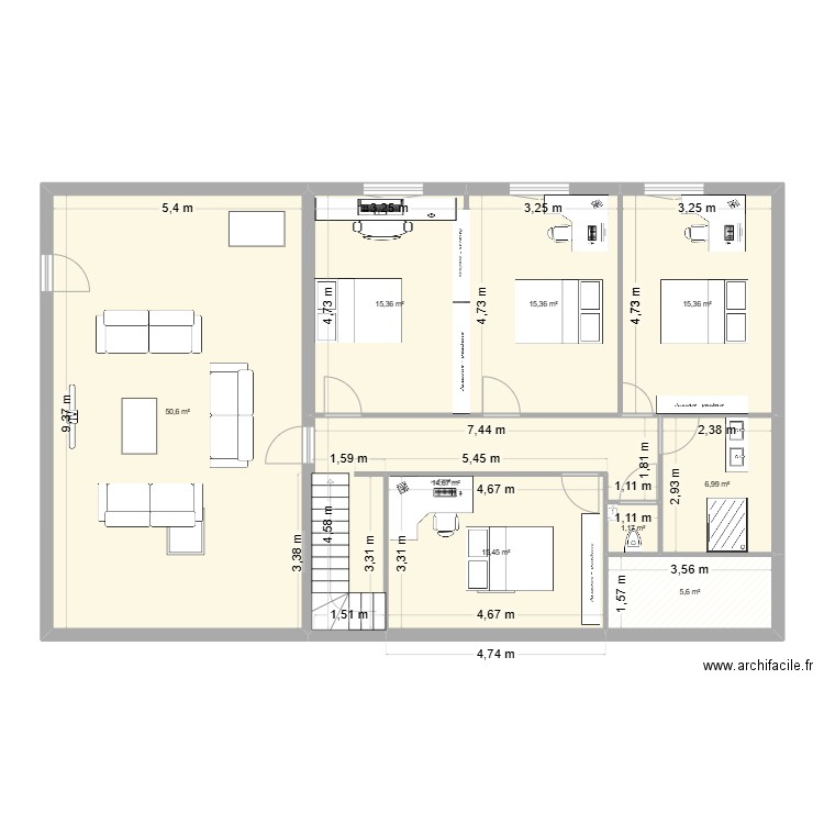 plan maison étage. Plan de 9 pièces et 141 m2