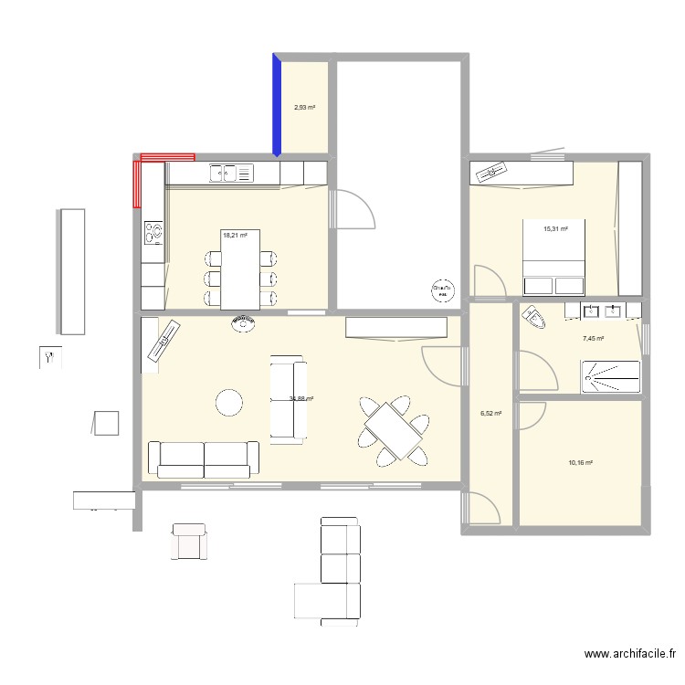 plan  dernier. Plan de 7 pièces et 95 m2