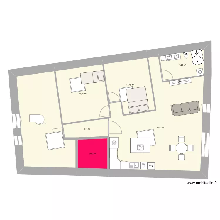 2iéme pomerols 3. Plan de 7 Pièces et 126 m² 2iéme pomerols 3. Plan de 7 Pièces et 126 m²