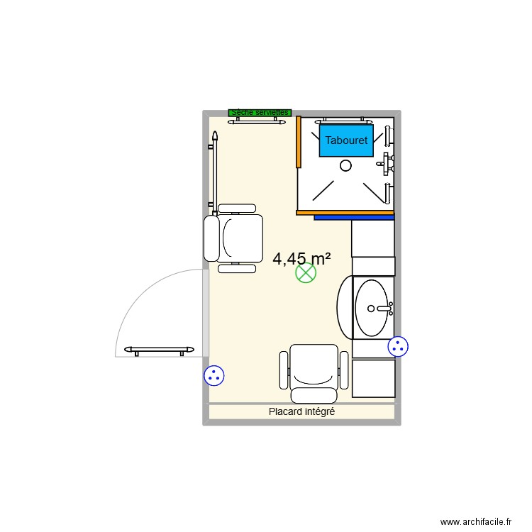 Salle de douche chauvignac. Plan de 2 pièces et 5 m2