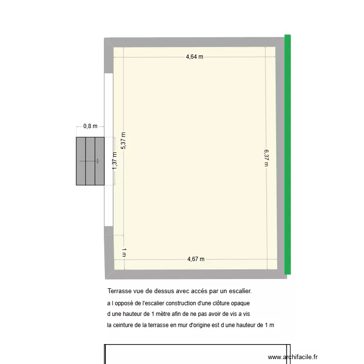 terrasse vue de dessus. Plan de 