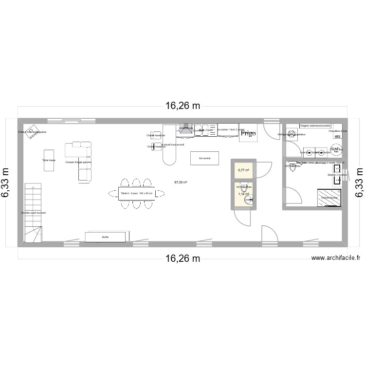plan maison havré. Plan de 3 pièces et 92 m2