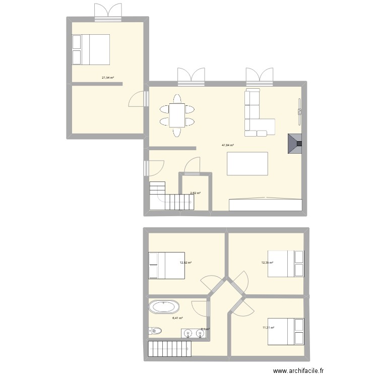 bor2. Plan de 10 pièces et 146 m2