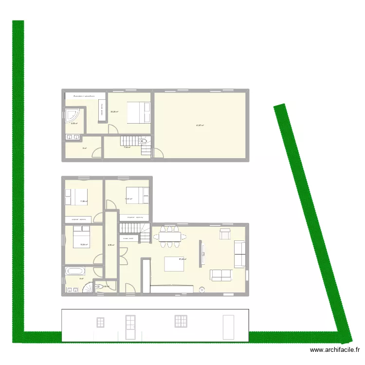 bor2. Plan de 12 pièces et 183 m²