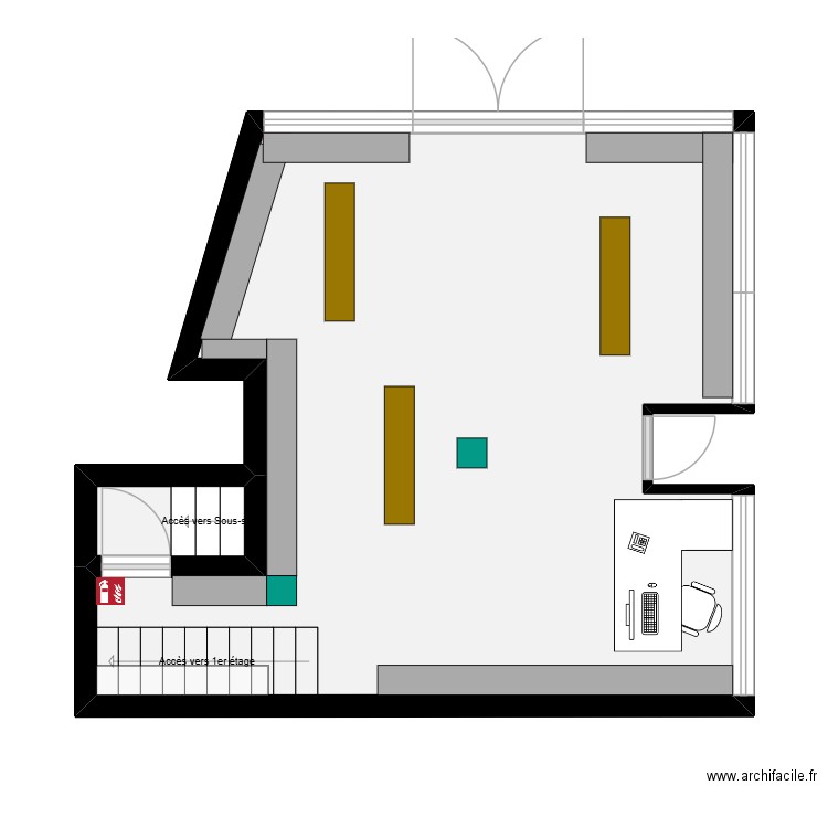 RDC et 1er étage - Chaussures et Textiles. Plan de 2 pièces et 40 m2