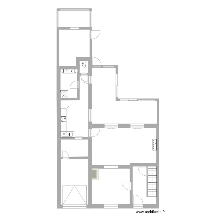 Warichet 4 RDC. Plan de 6 pièces et 76 m2