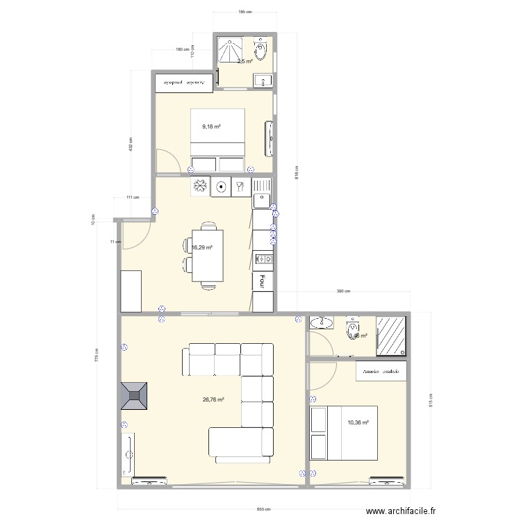 vert v11. Plan de 6 pièces et 69 m2