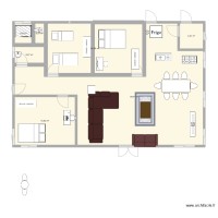 plan de 3 chambres salon avec salle à manger et cuisine