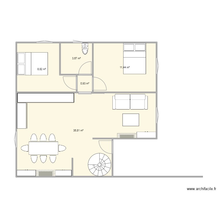 Axel pour Cess. Plan de 5 pièces et 62 m2