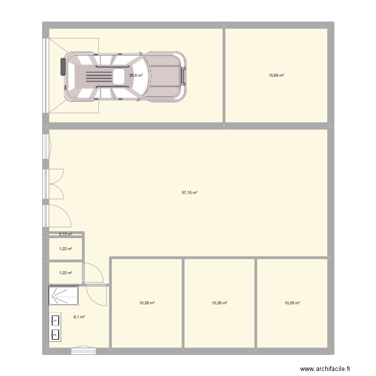 Projet grange 2. Plan de 10 pièces et 139 m2