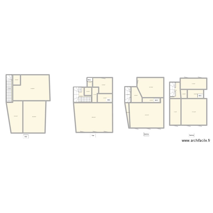 1er impasse boeufs. Plan de 24 pièces et 190 m2