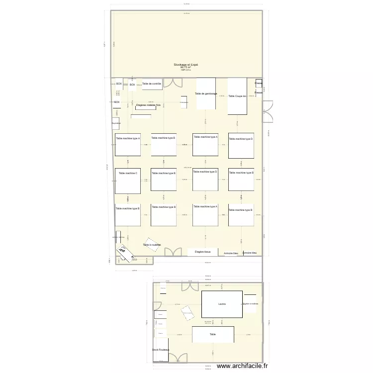 Atelier Dechy. Plan de 4  et 435 m²