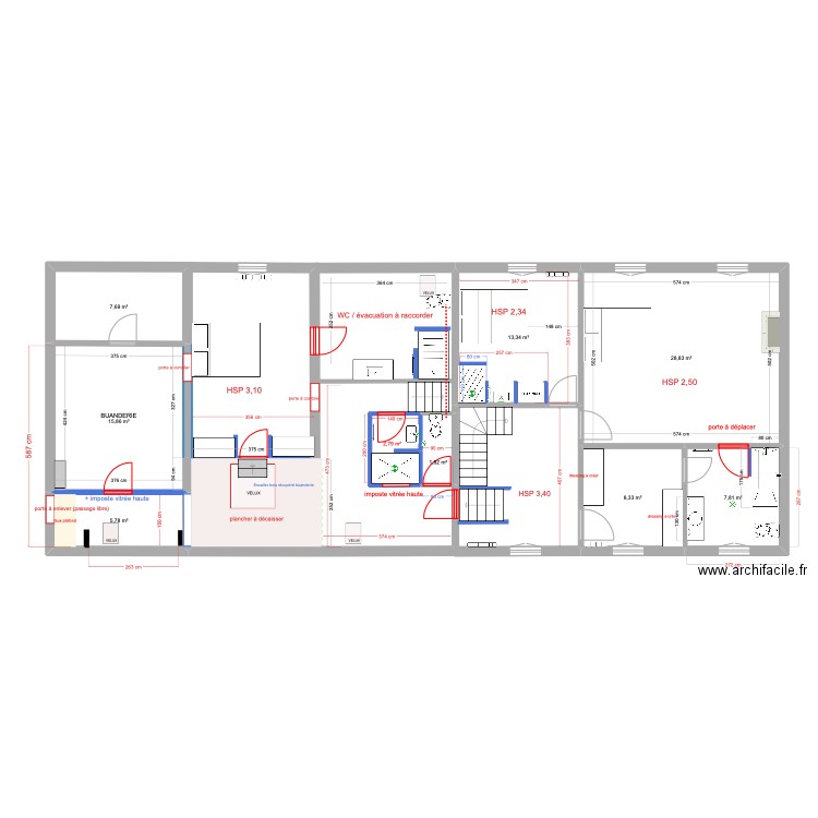 étage DROITE DEF. Plan de 9 pièces et 92 m2