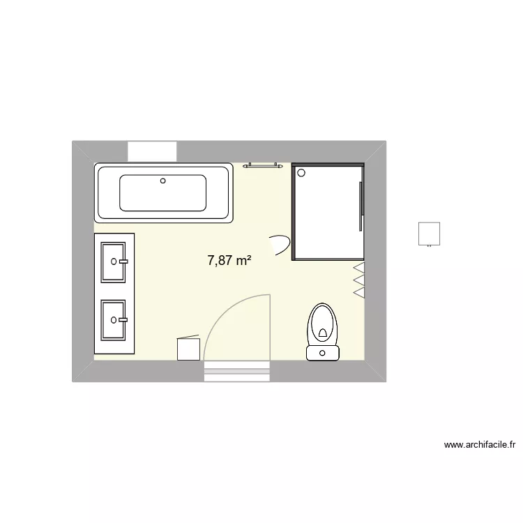 SDB. Plan de 1 Pièce et 8 m² SDB. Plan de 1 Pièce et 8 m²