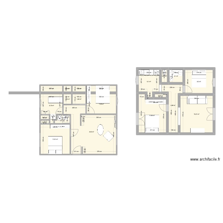 ARGELES T3. Plan de 9 pièces et 65 m2