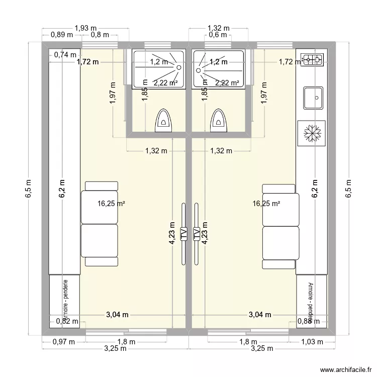 ameland-7. Plan de 4 Pièces et 37 m²
