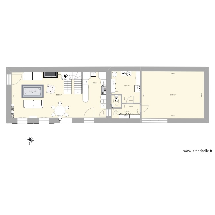 Keranfiol RDC. Plan de 5 pièces et 113 m2