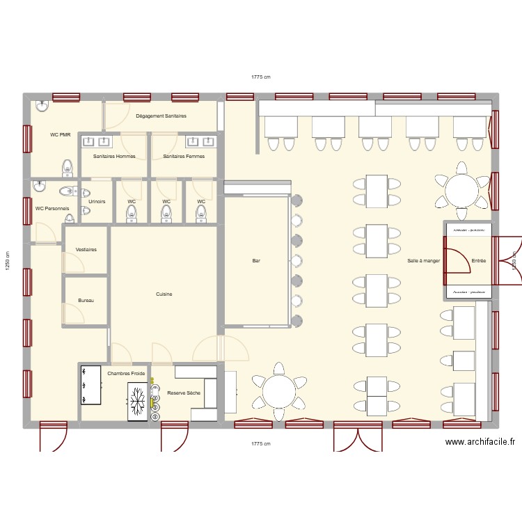 nouveau restaurant. Plan de 19 pièces et 404 m2