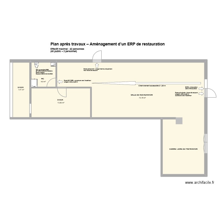 plan restaurant la petite halte 5. Plan de 4 pièces et 101 m2