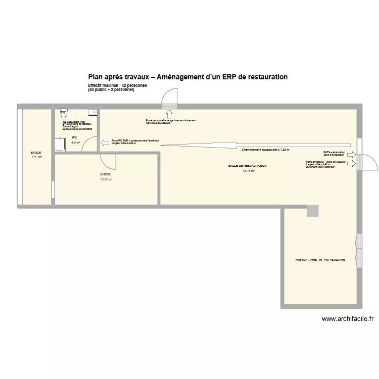 plan restaurant la petite halte 5. Plan de 4 pièces et 101 m²