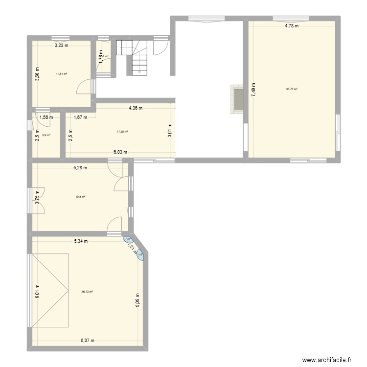 coet digo rdc. Plan de 7 pièces et 126 m2