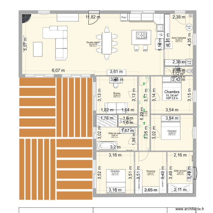 MAISON. Plan de 12 pièces et 149 m2