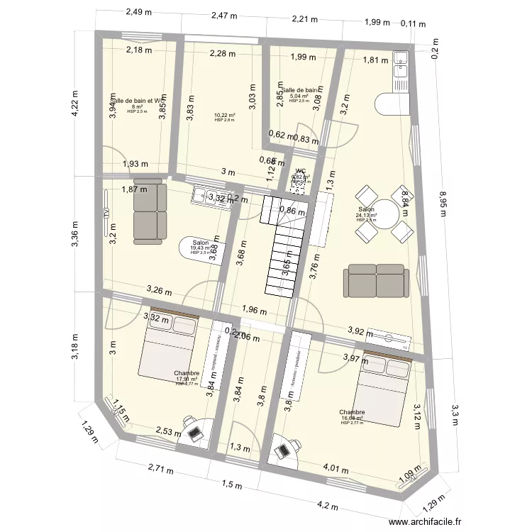 Barbusse. Plan de 9 Pièces et 213 m²