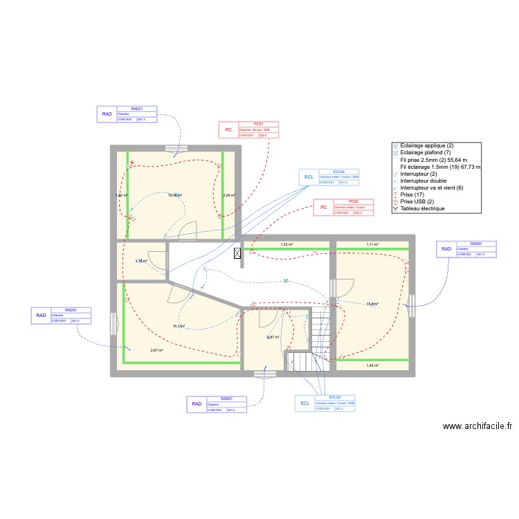 Plan_Etage_BOOT. Plan de 11 pièces et 69 m2
