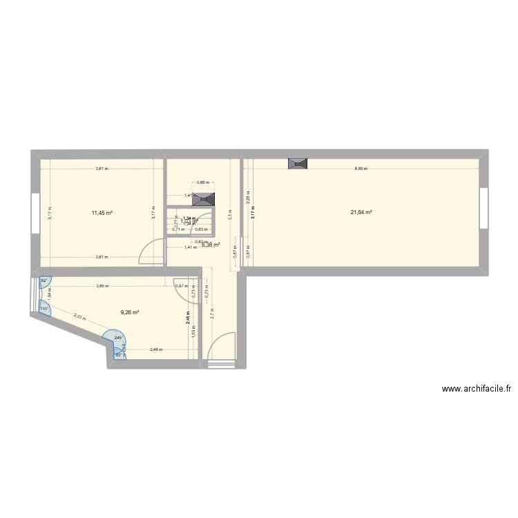 projet loulou. Plan de 5 pièces et 52 m2