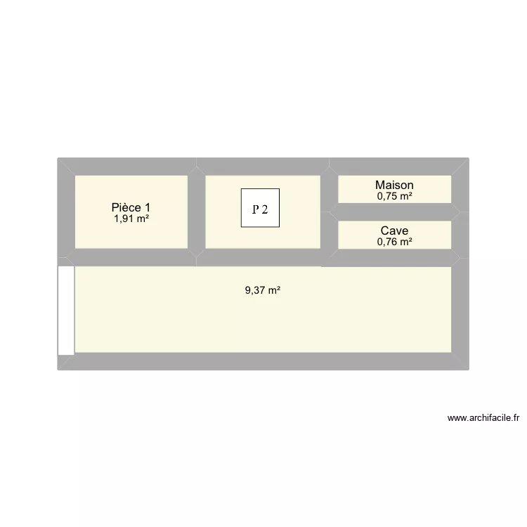 Grange. Plan de 4 pièces et 13 m²