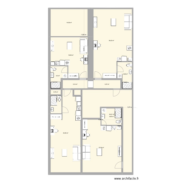 angouleme rdc studios. Plan de 12 pièces et 174 m2