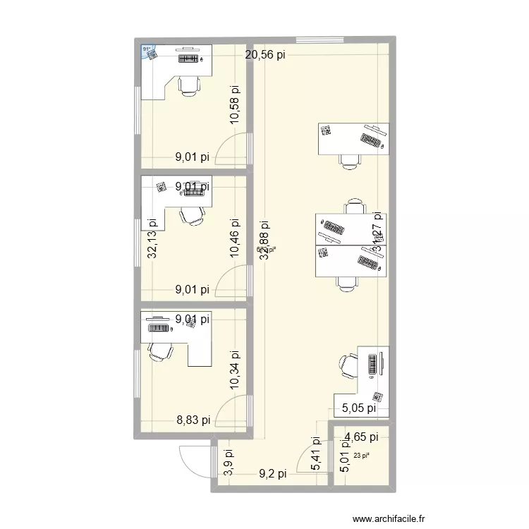 bureau usin B. Plan de 