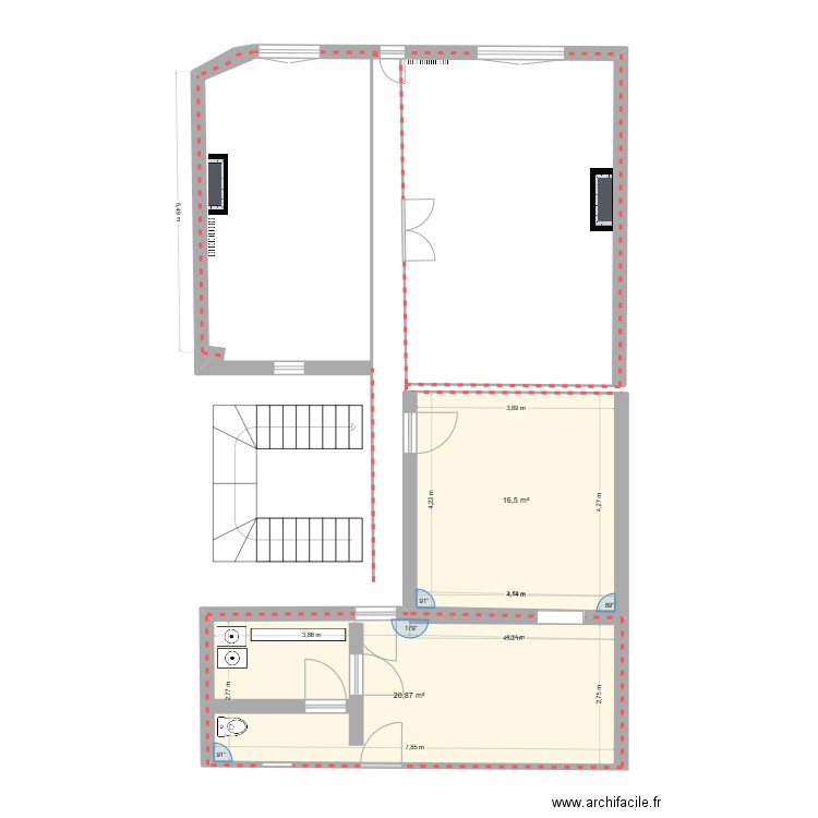 Maison Magny 3. Plan de 2 pièces et 37 m2