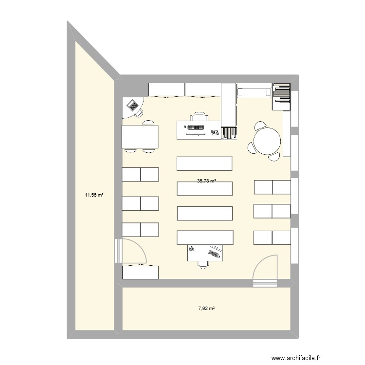 Plan CE1 Belleville. Plan de 3 pièces et 55 m2