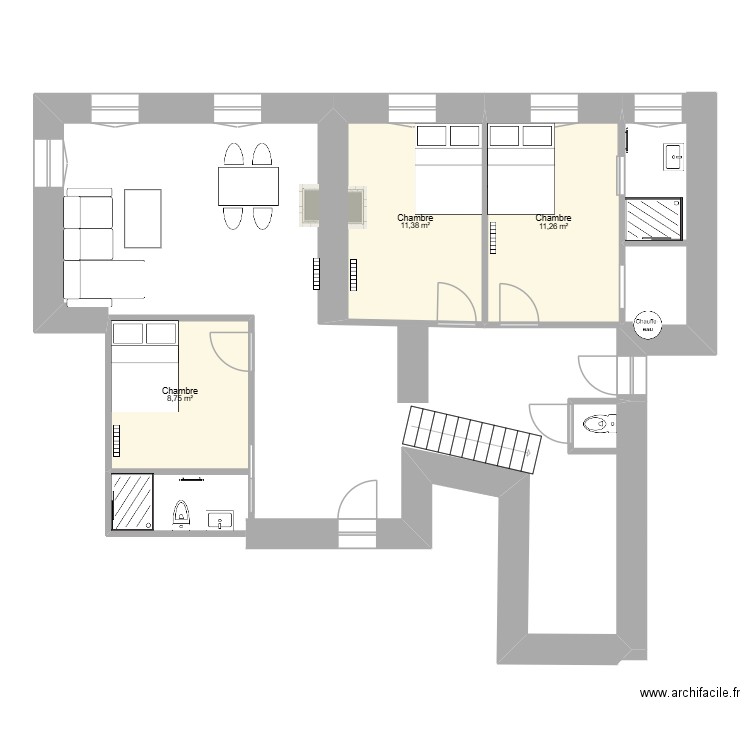 Appart toulon. Plan de 3 pièces et 31 m2