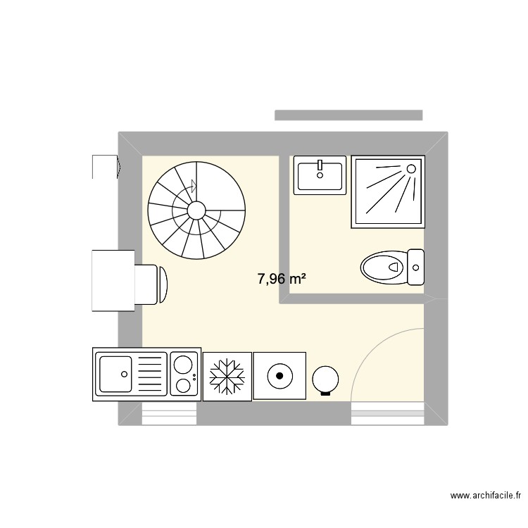 Plan Remise Palaiseau RDC V1. Plan de 1 pièce et 8 m2
