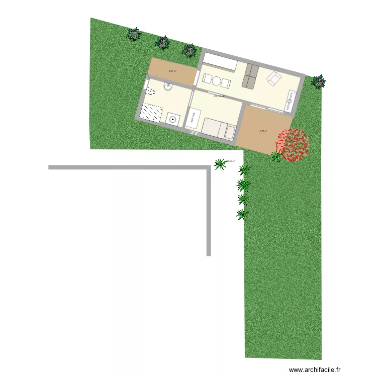 studio. Plan de 1 Pièce et 25 m² studio. Plan de 1 Pièce et 25 m²