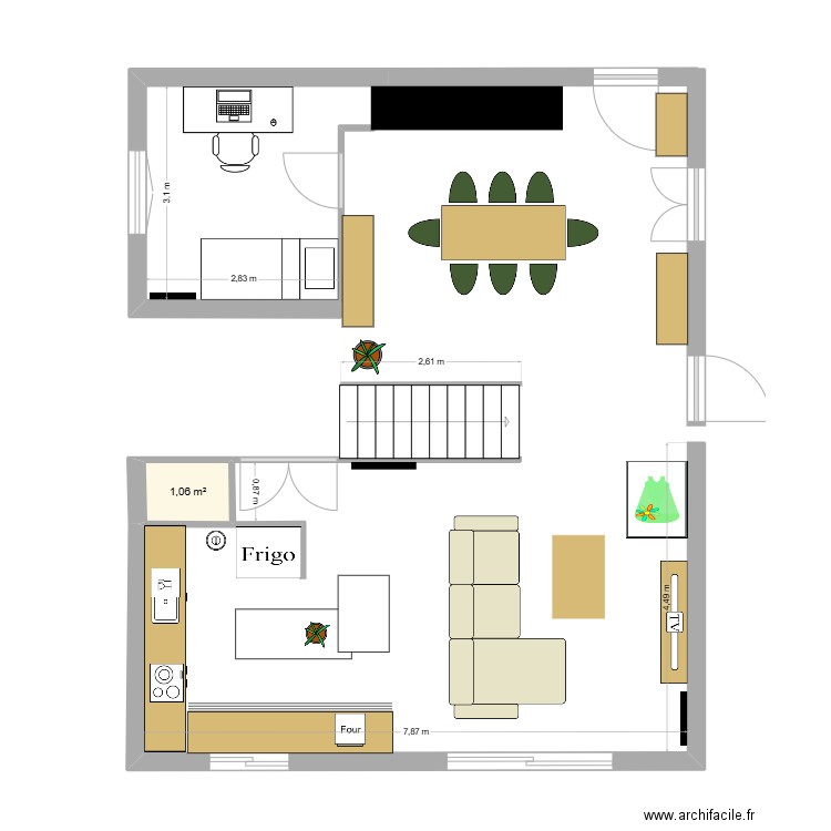 toute la maison. Plan de 1 pièce et 1 m2