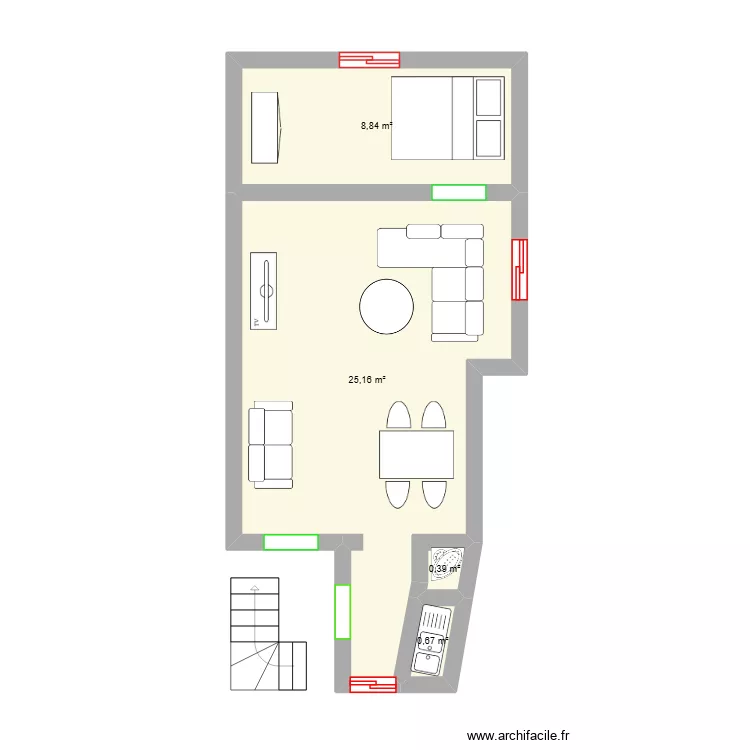 Futur maison. Plan de 4 pièces et 35 m²
